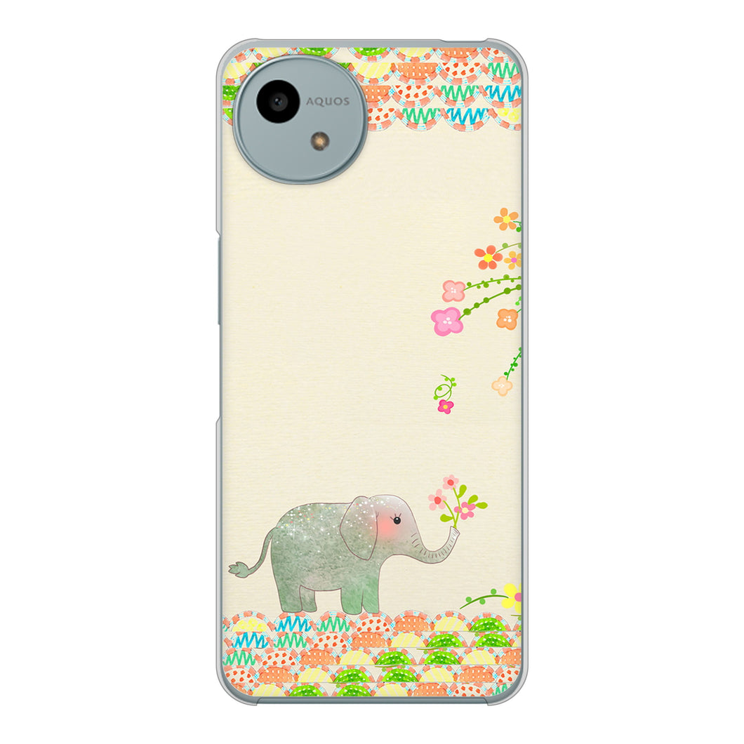 AQUOS wish4 A402SH Y!mobile 高画質仕上げ 背面印刷 ハードケース 【1039 お散歩ゾウさん】