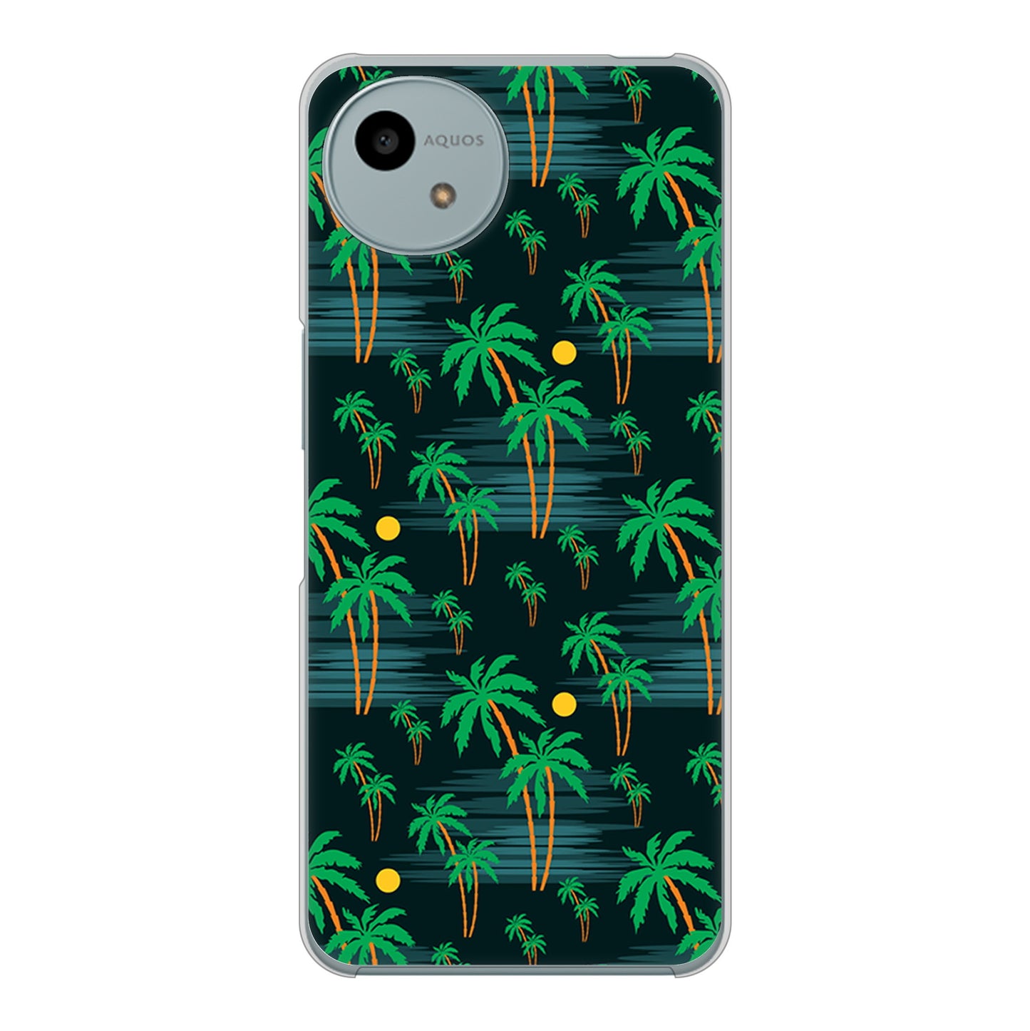 AQUOS wish4 A402SH Y!mobile 高画質仕上げ 背面印刷 ハードケース 【1315 月夜とヤシ】
