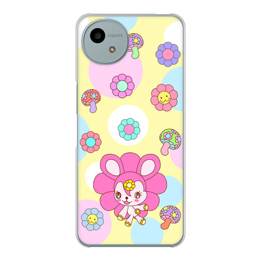 AQUOS wish4 A402SH Y!mobile 高画質仕上げ 背面印刷 ハードケースむかいあぐる フラワーうさぎのフラッピョン