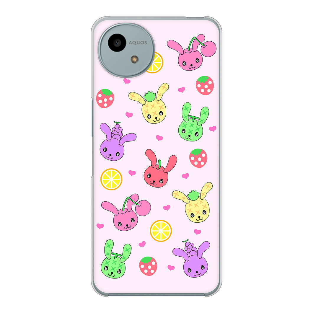 AQUOS wish4 A402SH Y!mobile 高画質仕上げ 背面印刷 ハードケースむかいあぐる フルーツうさぎのブルーラビッツ