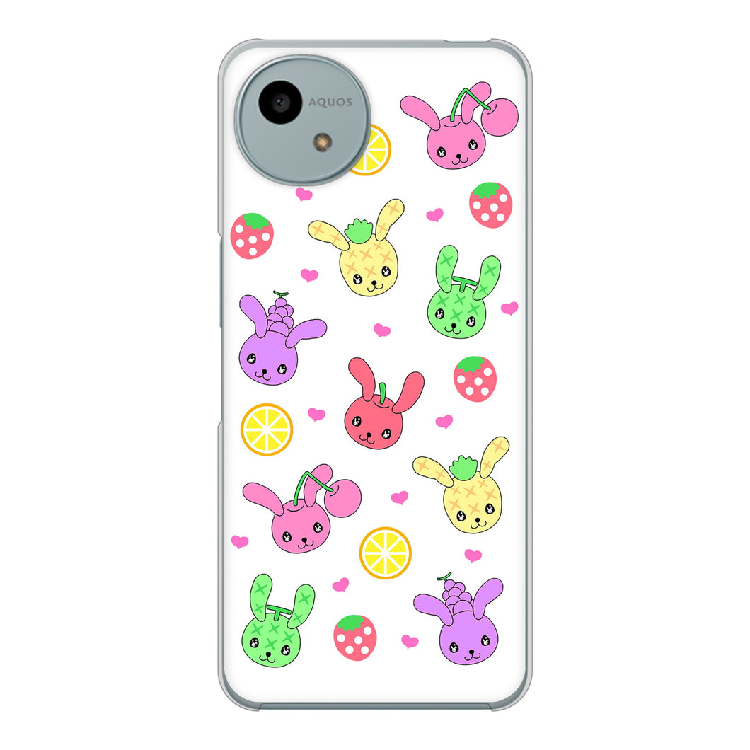 AQUOS wish4 A402SH Y!mobile 高画質仕上げ 背面印刷 ハードケースむかいあぐる フルーツうさぎのブルーラビッツ