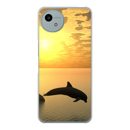 AQUOS wish4 A402SH Y!mobile 高画質仕上げ 背面印刷 ハードケース 【VA845 夕暮れのドルフィン】
