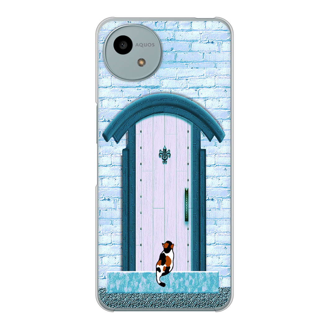 AQUOS wish4 A402SH Y!mobile 高画質仕上げ 背面印刷 ハードケース猫とドア