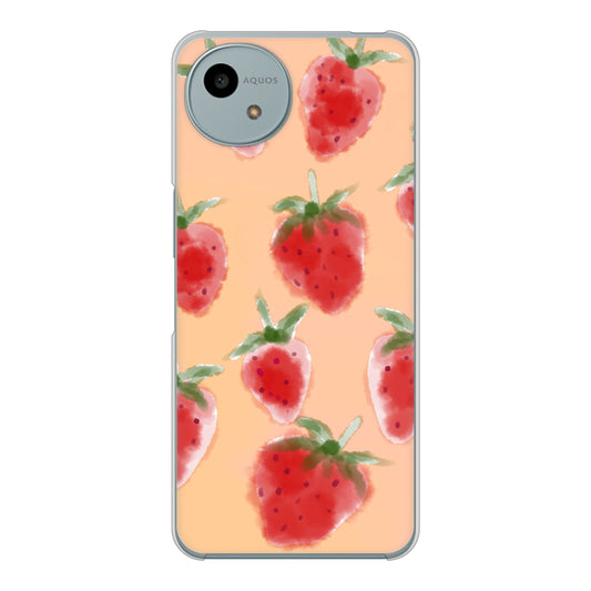 AQUOS wish4 A402SH Y!mobile 高画質仕上げ 背面印刷 ハードケースイチゴ 水彩
