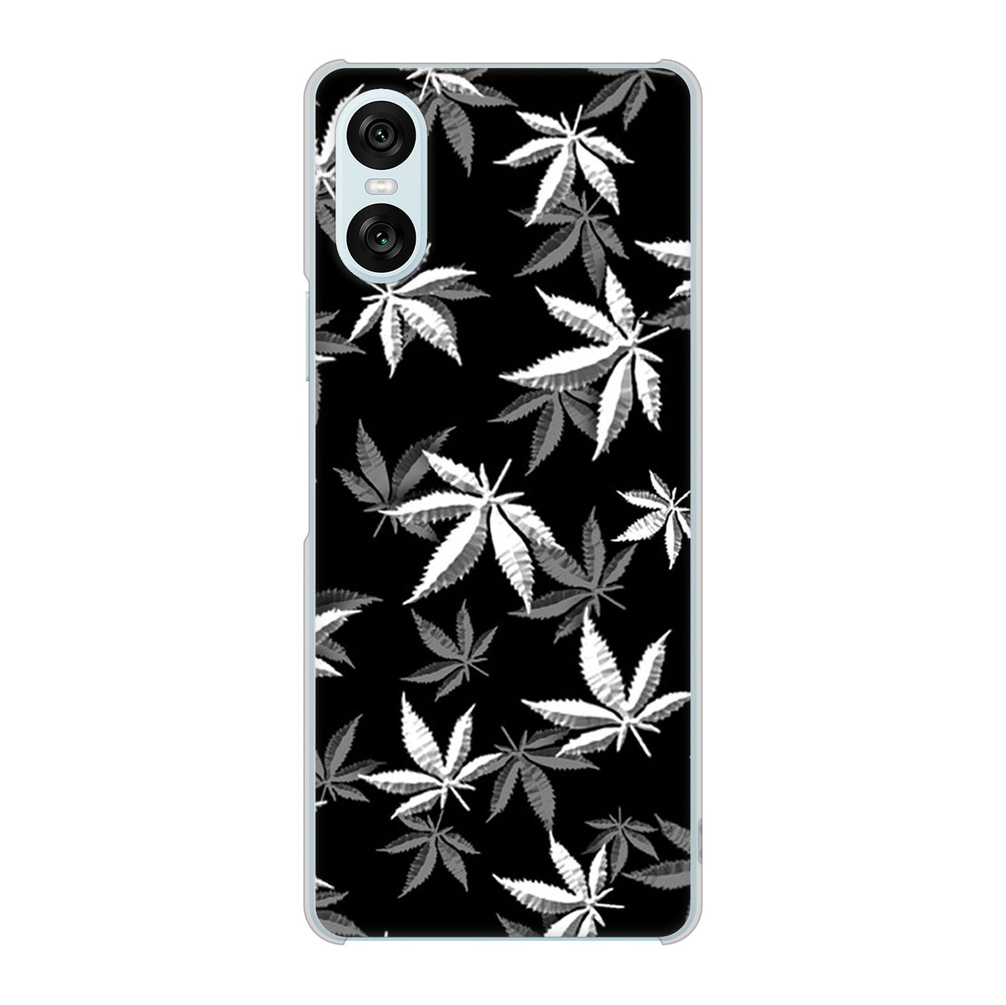 Xperia 10 VI A402SO SoftBank 高画質仕上げ 背面印刷 ハードケース 【064 モノトーン大麻ブラック】