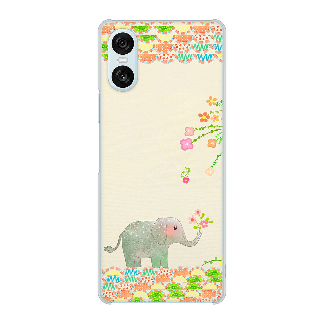 Xperia 10 VI A402SO SoftBank 高画質仕上げ 背面印刷 ハードケース 【1039 お散歩ゾウさん】