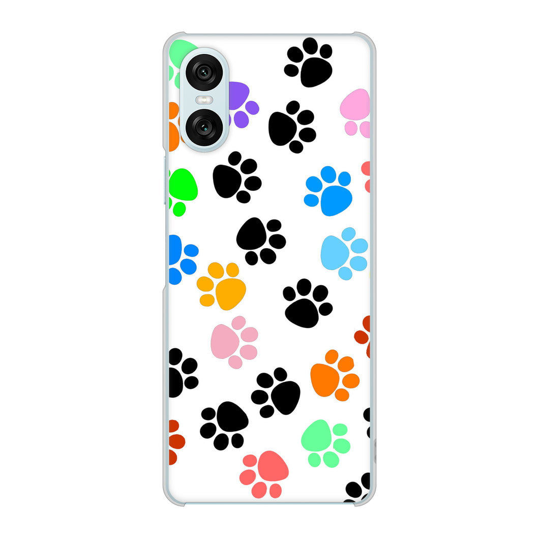 Xperia 10 VI A402SO SoftBank 高画質仕上げ 背面印刷 ハードケース 【1108 あしあとカラフル】