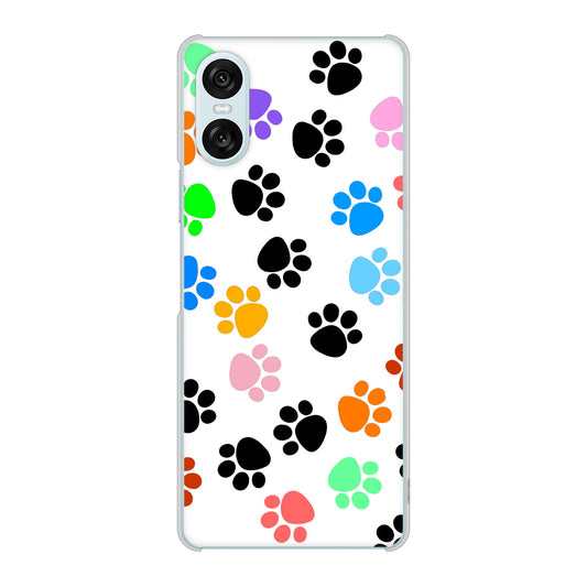 Xperia 10 VI A402SO SoftBank 高画質仕上げ 背面印刷 ハードケース 【1108 あしあとカラフル】