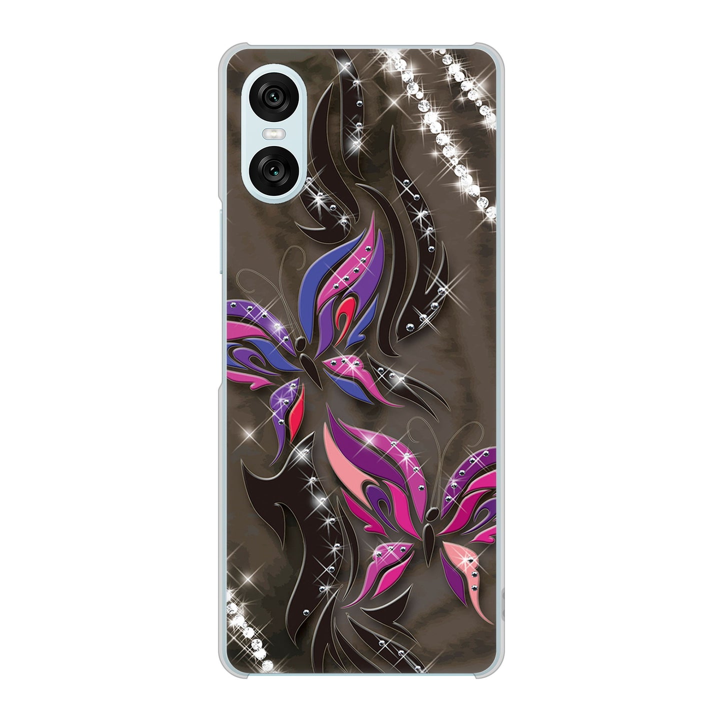 Xperia 10 VI A402SO SoftBank 高画質仕上げ 背面印刷 ハードケース 【1164 キラめくストーンと蝶】