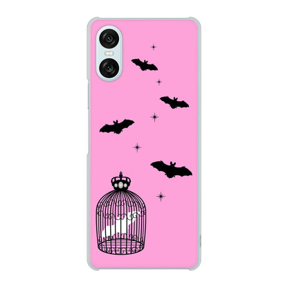 Xperia 10 VI A402SO SoftBank 高画質仕上げ 背面印刷 ハードケースむかいあぐる こうもりの王冠鳥かご