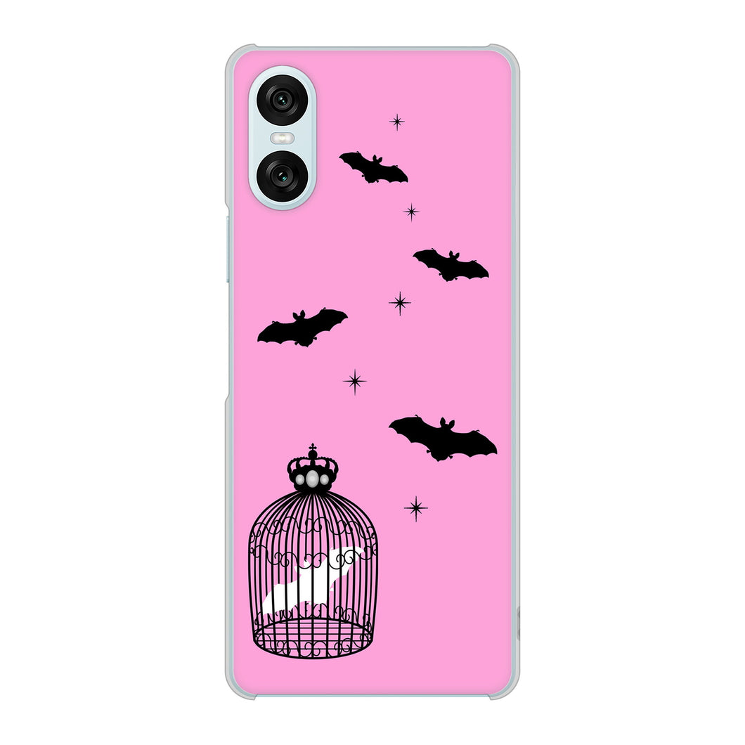 Xperia 10 VI A402SO SoftBank 高画質仕上げ 背面印刷 ハードケースむかいあぐる こうもりの王冠鳥かご