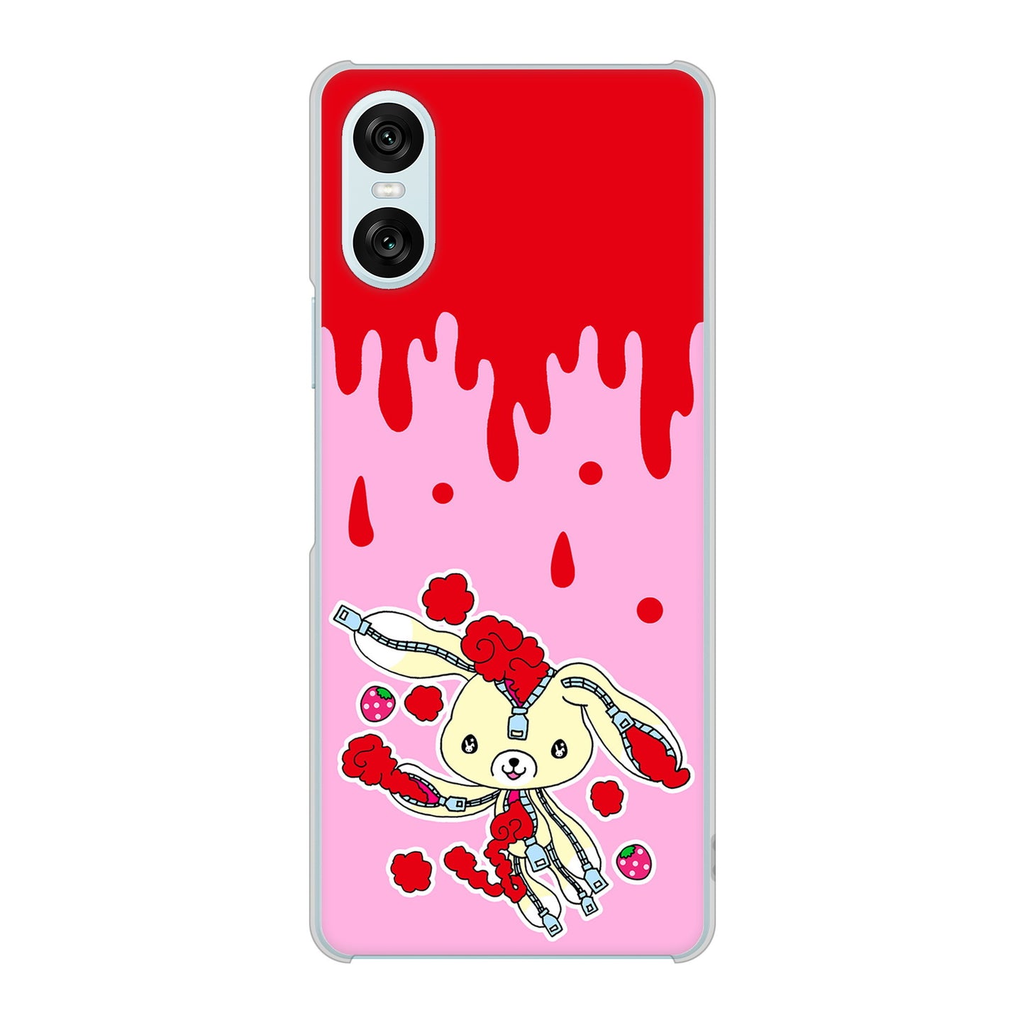 Xperia 10 VI A402SO SoftBank 高画質仕上げ 背面印刷 ハードケースむかいあぐる ジッパーうさぎのジッピョン