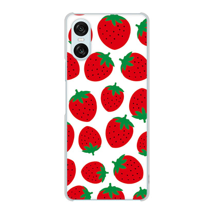 Xperia 10 VI A402SO SoftBank 高画質仕上げ 背面印刷 ハードケース小さいイチゴ模様