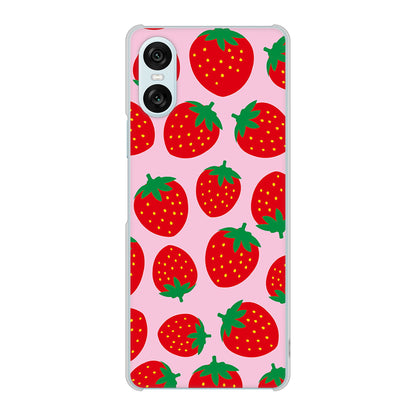 Xperia 10 VI A402SO SoftBank 高画質仕上げ 背面印刷 ハードケース小さいイチゴ模様