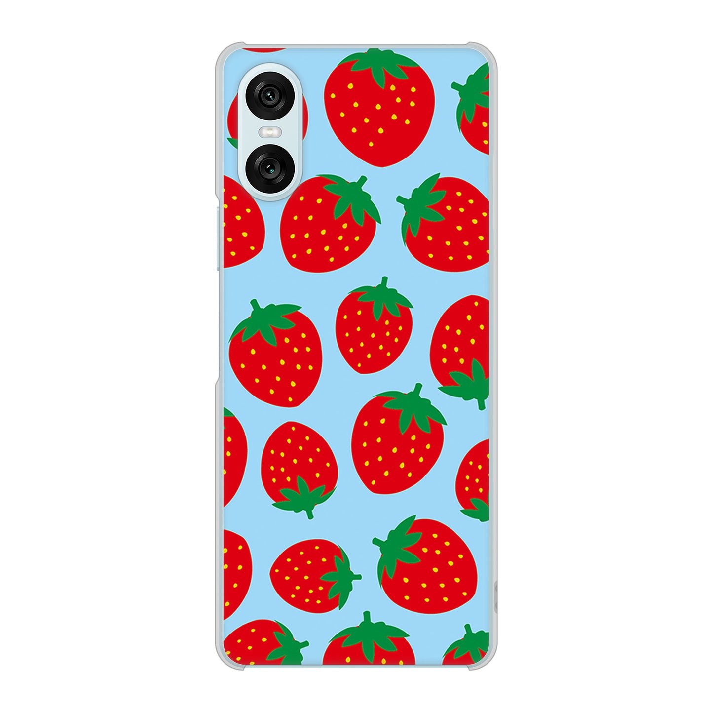 Xperia 10 VI A402SO SoftBank 高画質仕上げ 背面印刷 ハードケース小さいイチゴ模様