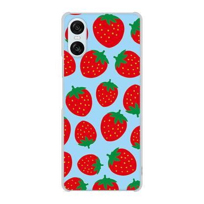 Xperia 10 VI A402SO SoftBank 高画質仕上げ 背面印刷 ハードケース小さいイチゴ模様