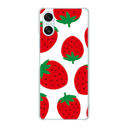 Xperia 10 VI A402SO SoftBank 高画質仕上げ 背面印刷 ハードケース大きいイチゴ模様