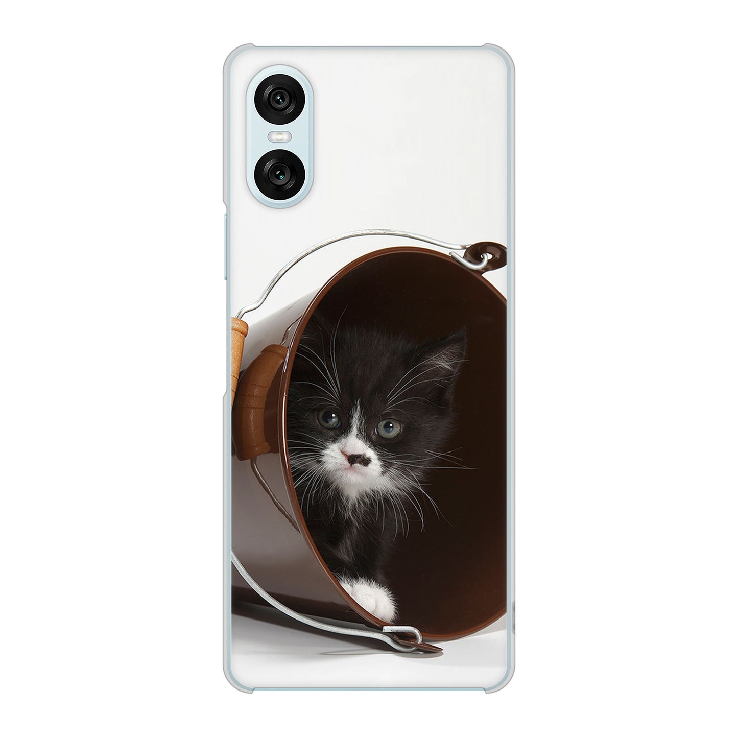 Xperia 10 VI A402SO SoftBank 高画質仕上げ 背面印刷 ハードケース 【VA800 ネコとバケツ】