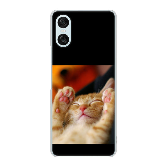 Xperia 10 VI A402SO SoftBank 高画質仕上げ 背面印刷 ハードケース 【VA804 爆睡するネコ】