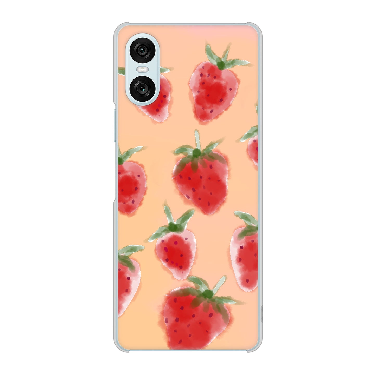 Xperia 10 VI A402SO SoftBank 高画質仕上げ 背面印刷 ハードケースイチゴ 水彩