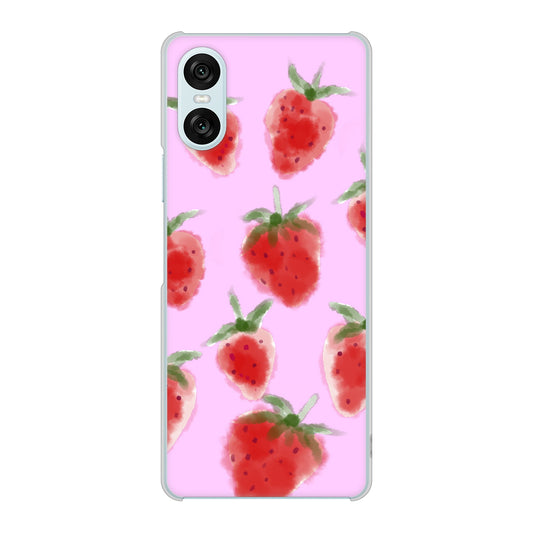 Xperia 10 VI A402SO SoftBank 高画質仕上げ 背面印刷 ハードケースイチゴ 水彩