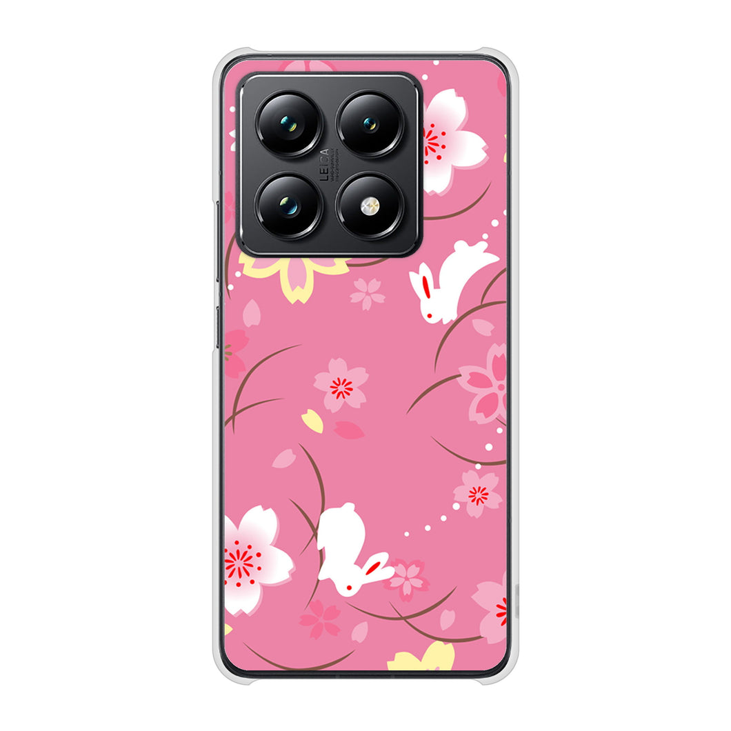 Xiaomi 14T Pro A402XM SoftBank 高画質仕上げ 背面印刷 ハードケース 【149 桜と白うさぎ】
