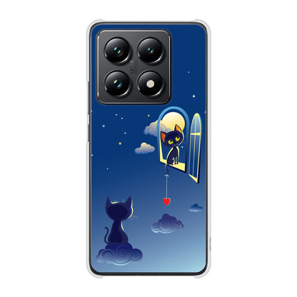 Xiaomi 14T Pro A402XM SoftBank 高画質仕上げ 背面印刷 ハードケース夜とネコ
