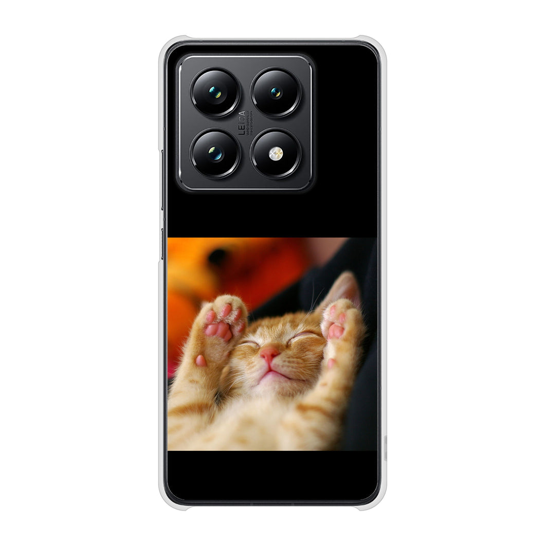 Xiaomi 14T Pro A402XM SoftBank 高画質仕上げ 背面印刷 ハードケース 【VA804 爆睡するネコ】