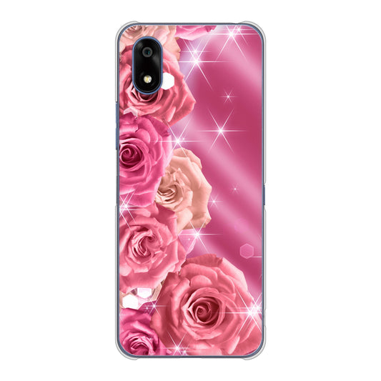 かんたんスマホ4 A402ZT Y!mobile 高画質仕上げ 背面印刷 ハードケース 【1182 ピンクの薔薇に誘われて】