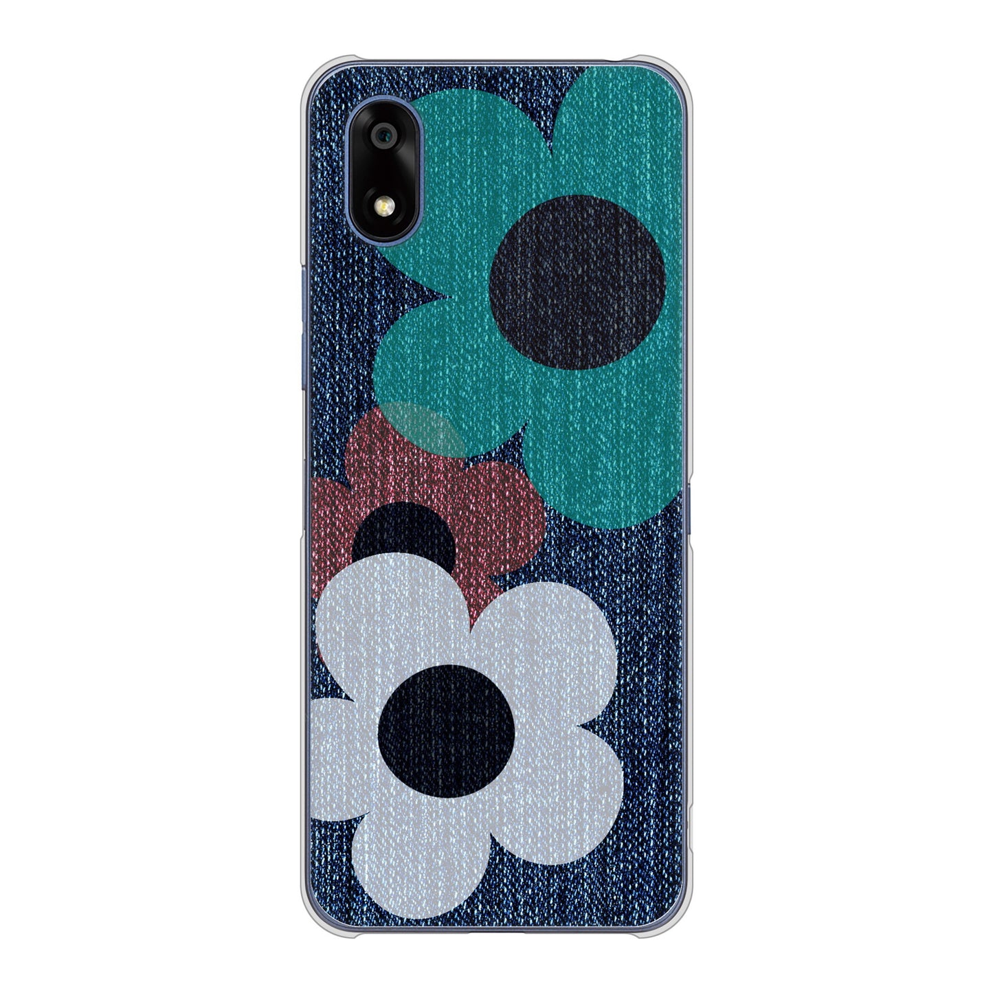 かんたんスマホ4 A402ZT Y!mobile 高画質仕上げ 背面印刷 ハードケース 【EK869 ルーズフラワーinデニム風】