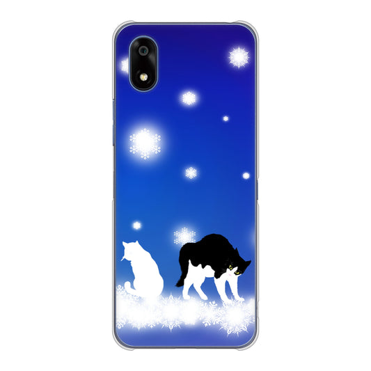 かんたんスマホ4 A402ZT Y!mobile 高画質仕上げ 背面印刷 ハードケース 【YJ335 雪の結晶 はちわれ】