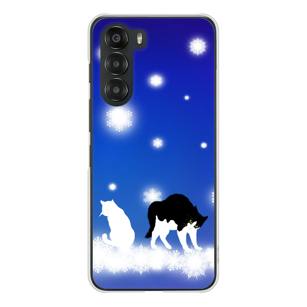 nubia S 5G A403ZT Y!mobile 高画質仕上げ 背面印刷 ハードケース 【YJ335 雪の結晶 はちわれ】