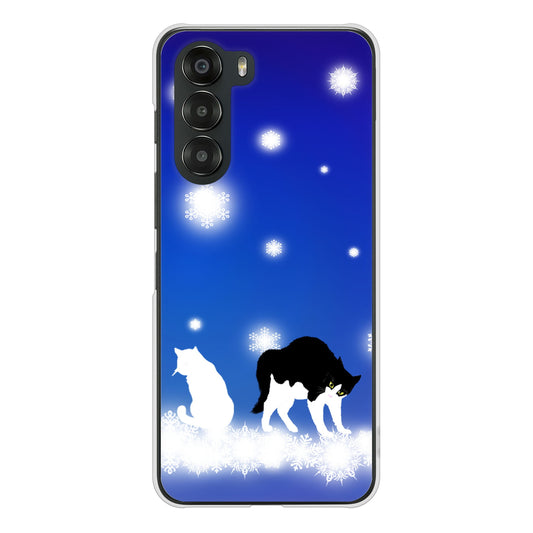 nubia S 5G A403ZT Y!mobile 高画質仕上げ 背面印刷 ハードケース 【YJ335 雪の結晶 はちわれ】