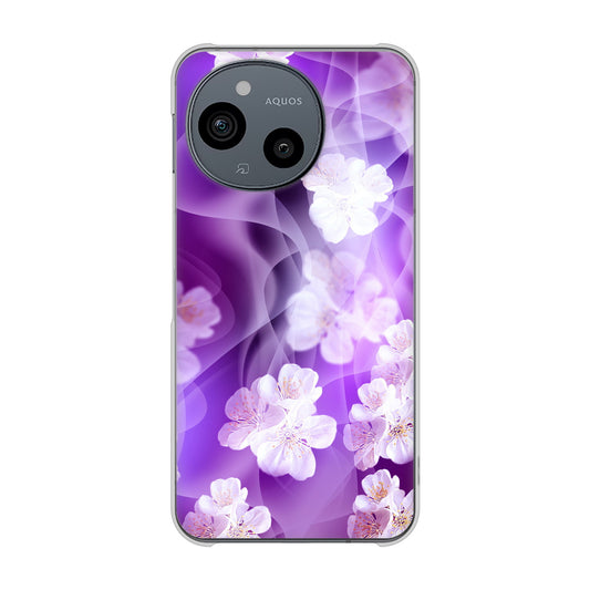 AQUOS sense9 A405SH SoftBank 高画質仕上げ 背面印刷 ハードケース 【1211 桜とパープルの風】