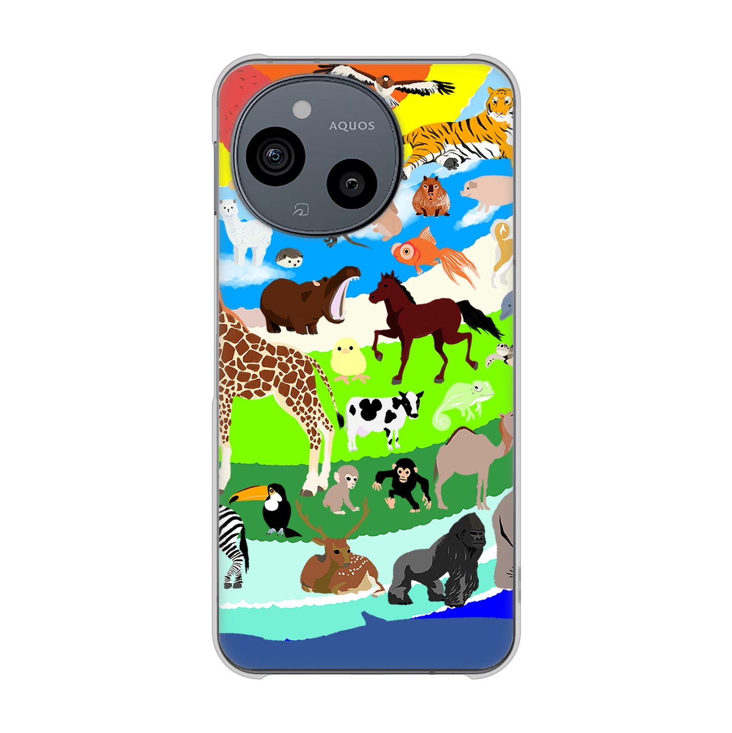 AQUOS sense9 A405SH SoftBank 高画質仕上げ 背面印刷 ハードケース 【YJ201 アニマルプラネット】