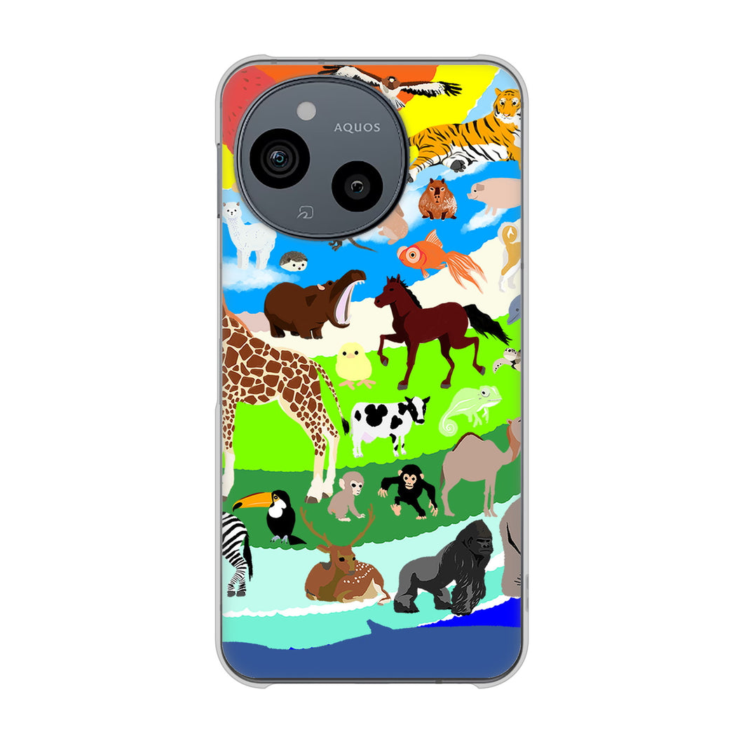 AQUOS sense9 A405SH SoftBank 高画質仕上げ 背面印刷 ハードケース 【YJ201 アニマルプラネット】