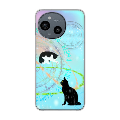 AQUOS sense9 A405SH SoftBank 高画質仕上げ 背面印刷 ハードケース魔法陣猫