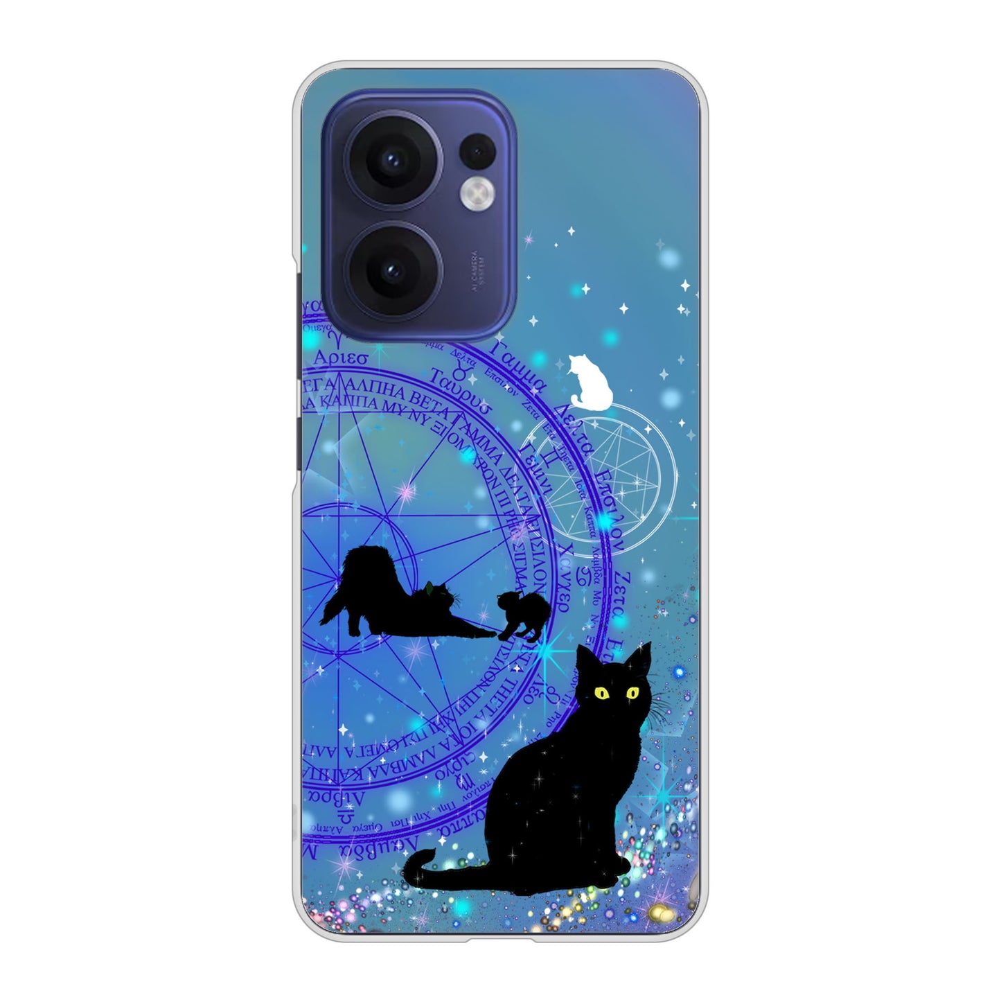 OPPO Reno13 A A501OP Y!mobile 高画質仕上げ 背面印刷 ハードケース魔法陣猫