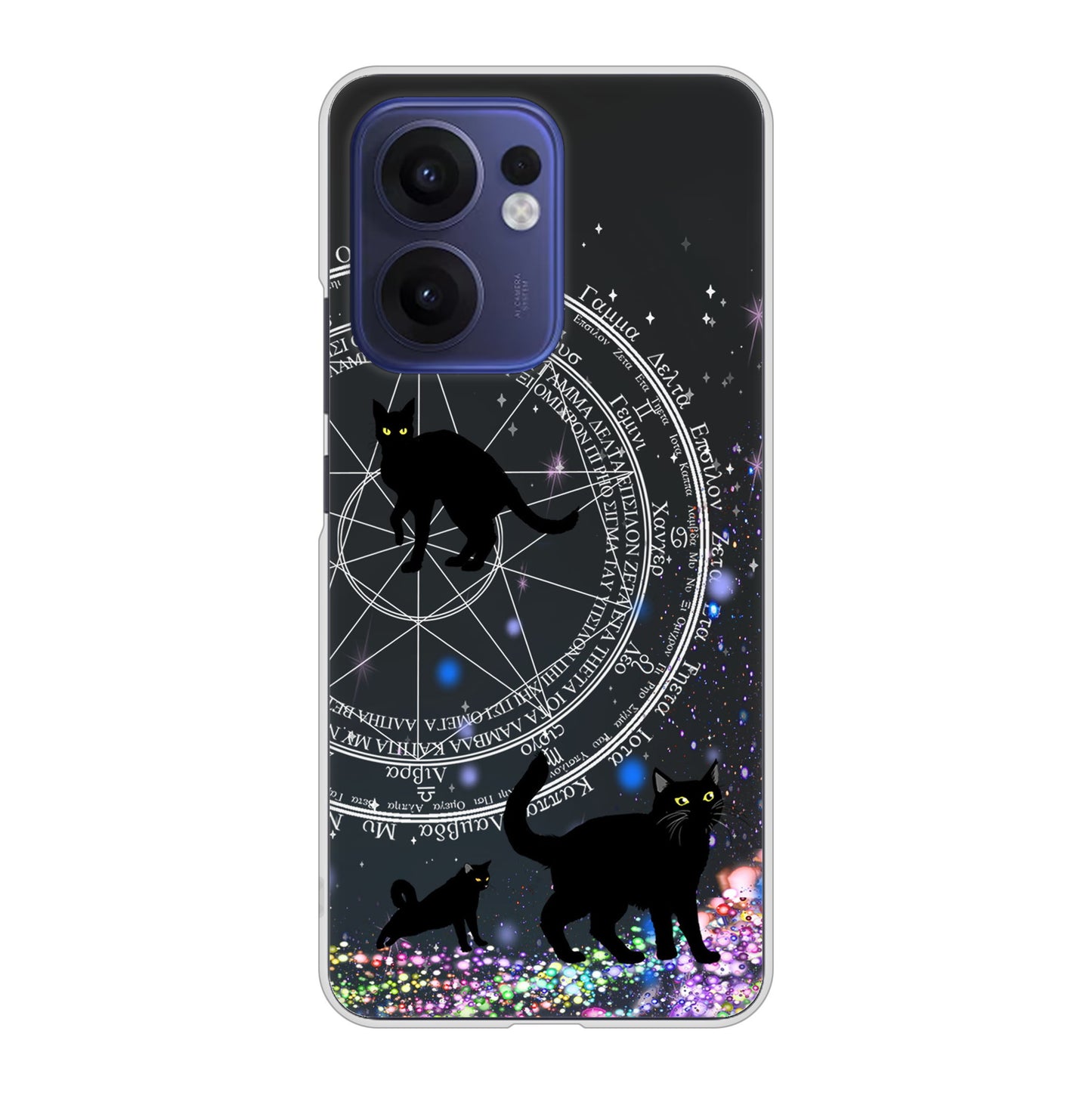 OPPO Reno13 A A501OP Y!mobile 高画質仕上げ 背面印刷 ハードケース魔法陣猫