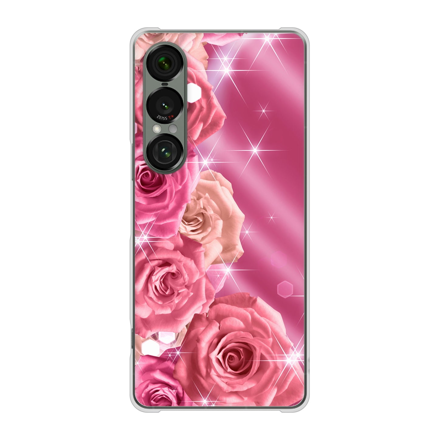 Xperia 1 VII A501SO SoftBank 高画質仕上げ 背面印刷 ハードケース 【1182 ピンクの薔薇に誘われて】