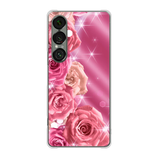 Xperia 1 VII A501SO SoftBank 高画質仕上げ 背面印刷 ハードケース 【1182 ピンクの薔薇に誘われて】