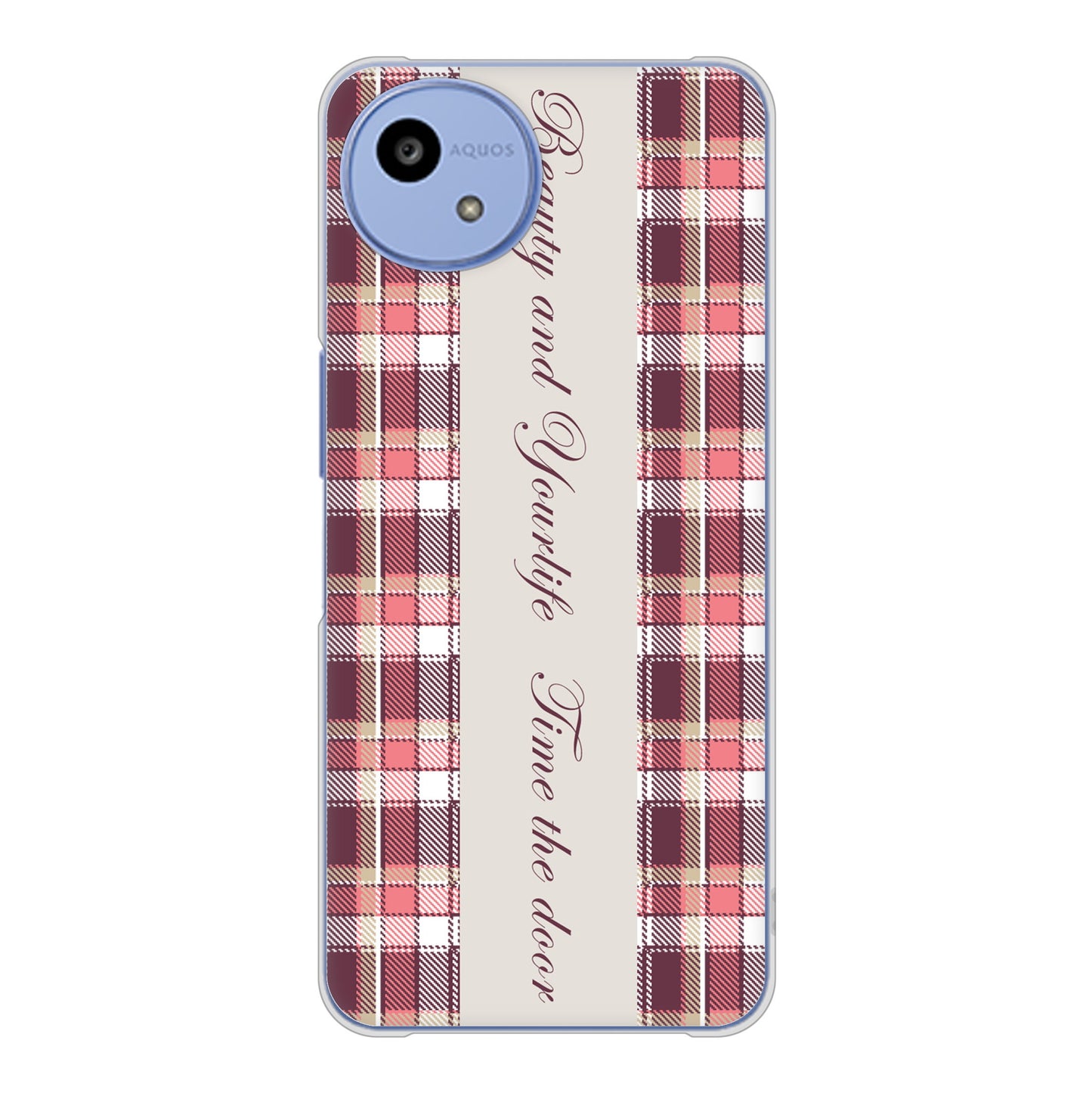 AQUOS wish5 A502SH Y!mobile 高画質仕上げ 背面印刷 ハードケースピンクチェック