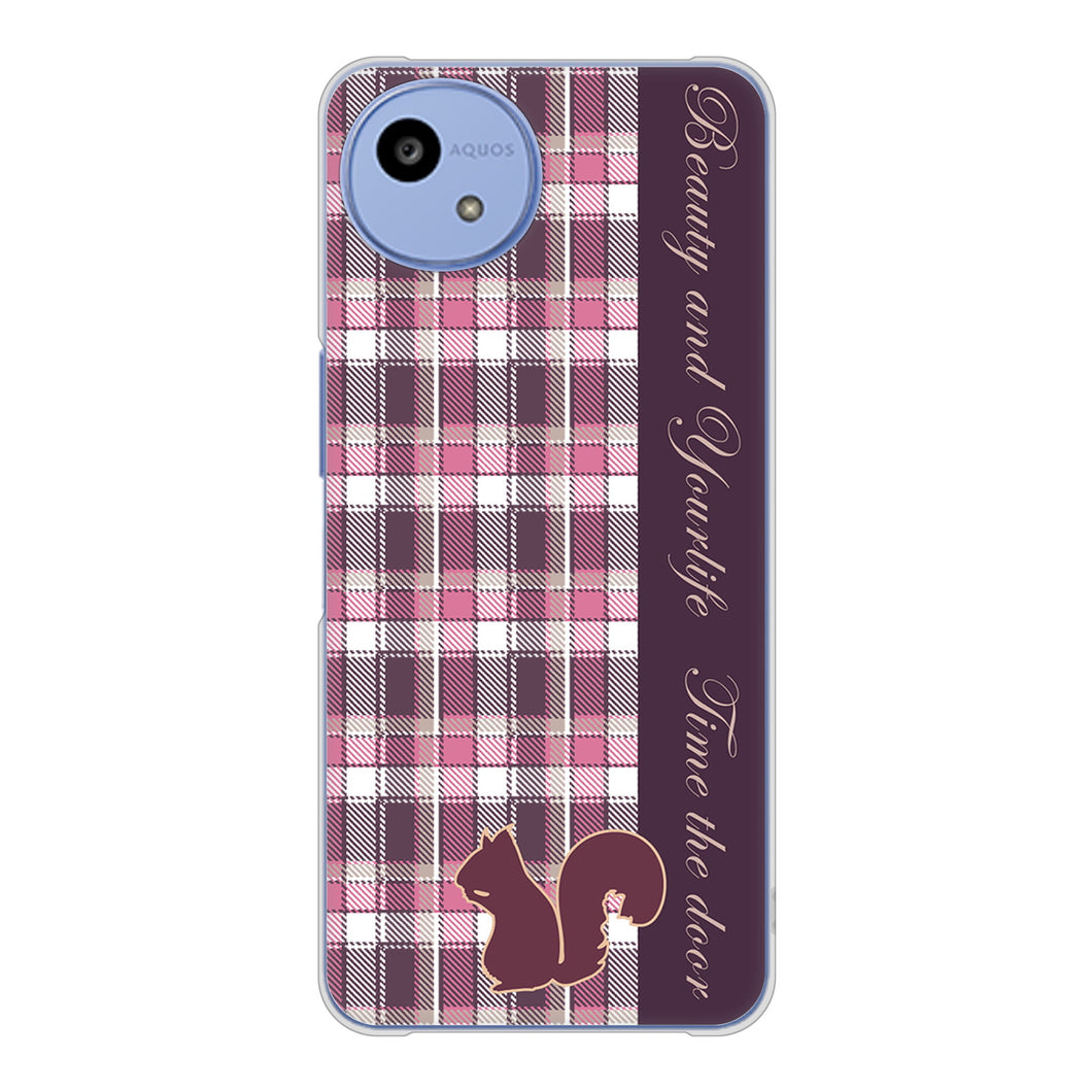 AQUOS wish5 A502SH Y!mobile 高画質仕上げ 背面印刷 ハードケースピンクチェック
