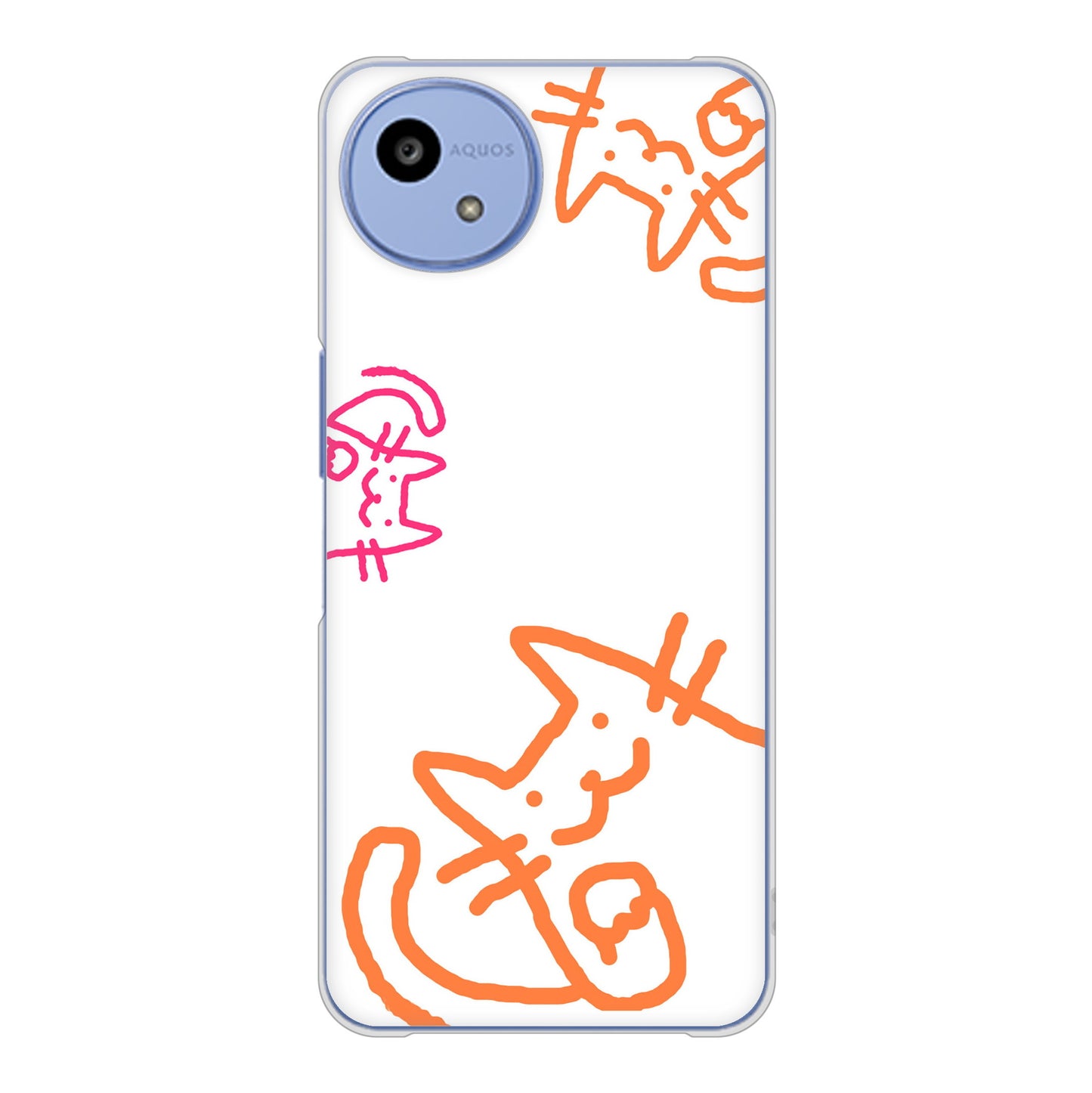 AQUOS wish5 A502SH Y!mobile 高画質仕上げ 背面印刷 ハードケース 【1098 手まねきする3匹のネコ】