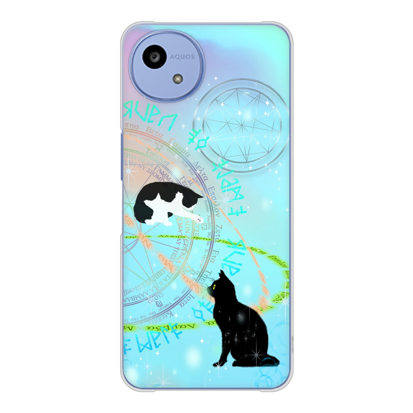 AQUOS wish5 A502SH Y!mobile 高画質仕上げ 背面印刷 ハードケース魔法陣猫