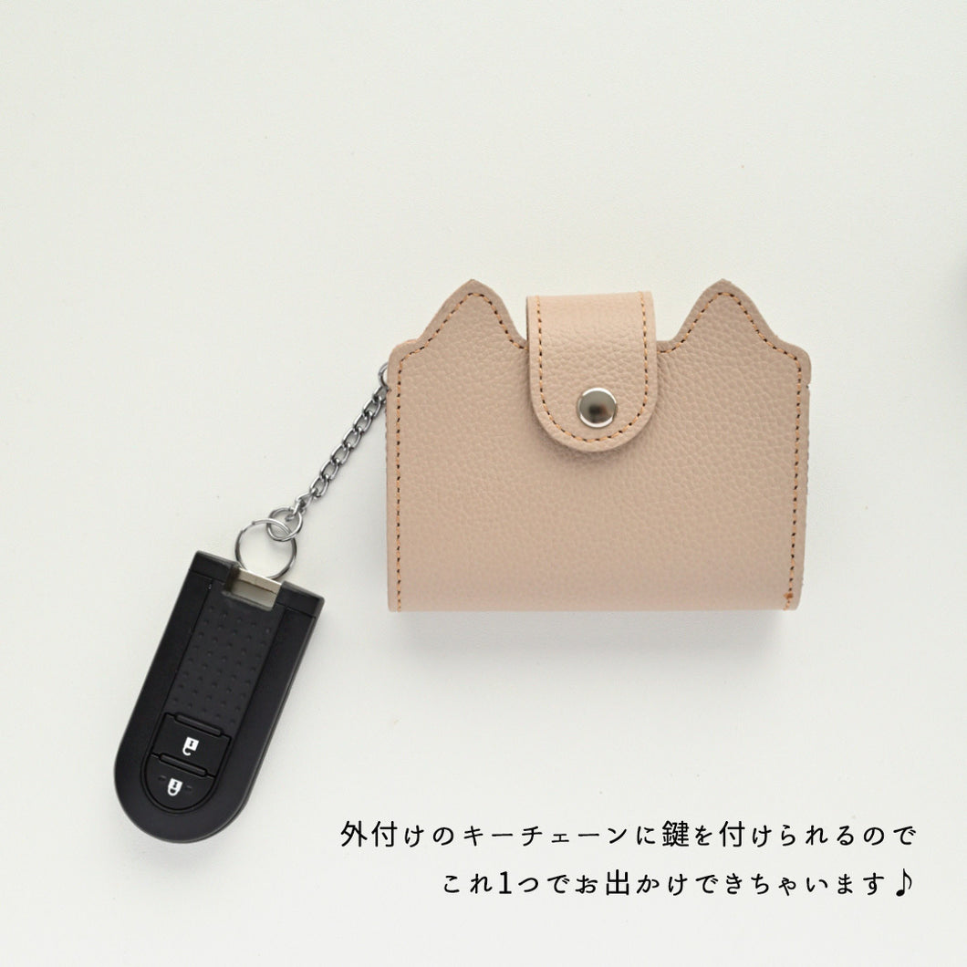 姫路レザー ネコ耳付き じゃばら式カードケース newシュリンクレザー くすみカラー ミニ財布