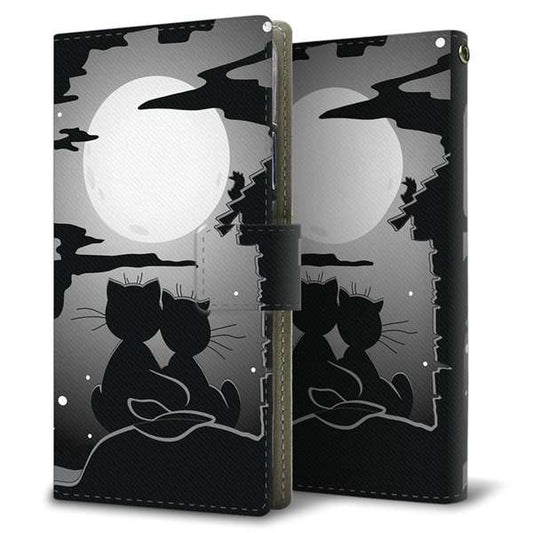 Galaxy S24 SCG25 au 高画質仕上げ プリント手帳型ケース ( 薄型スリム )夜とネコ