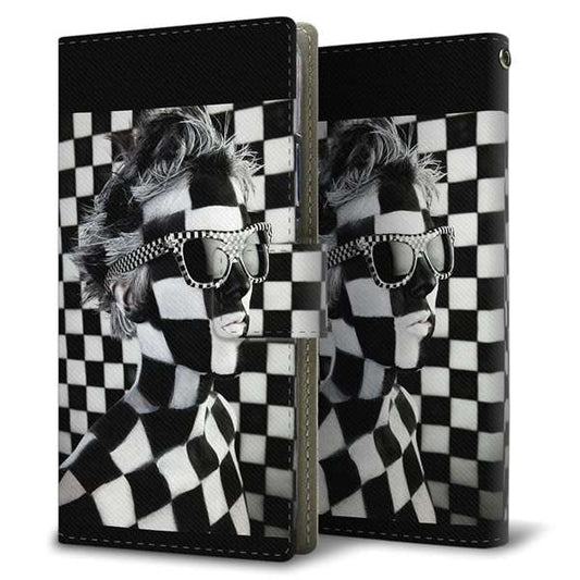 らくらくスマートフォン a A401FC  Y!mobile 高画質仕上げ プリント手帳型ケース ( 薄型スリム ) 【357 bk&wh】