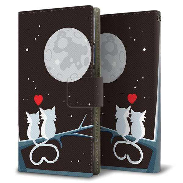 BASIO active SHG09 au 高画質仕上げ プリント手帳型ケース ( 薄型スリム )夜とネコ