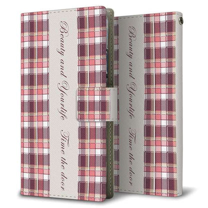 iPhone17 Pro Max 高画質仕上げ プリント手帳型ケース ( 薄型スリム )ピンクチェック